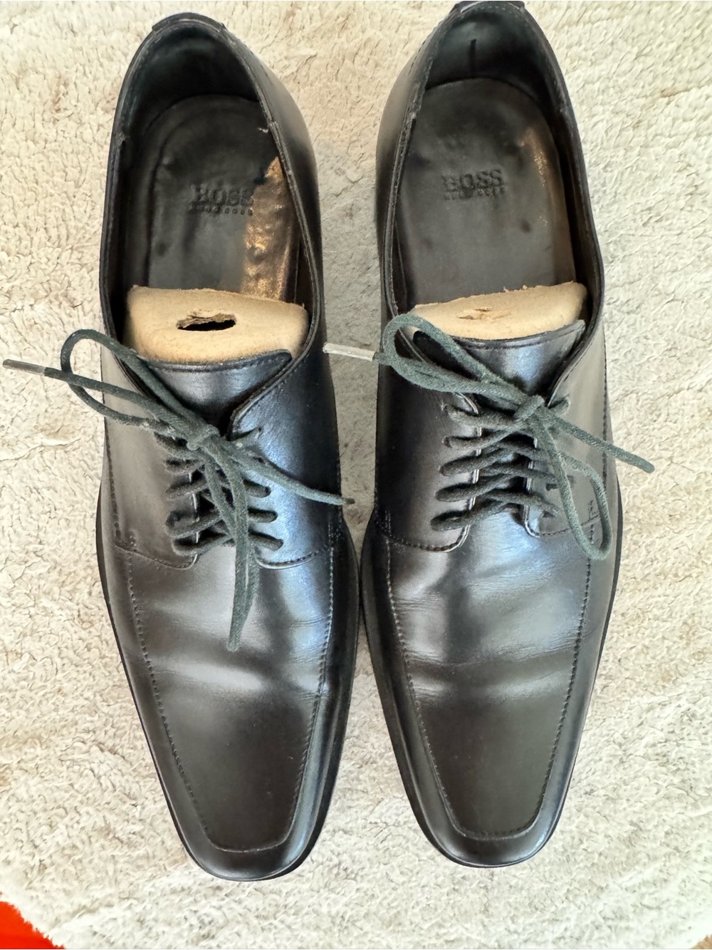 BOSS Men's Black Leather Oxford Dress Shoes US 9